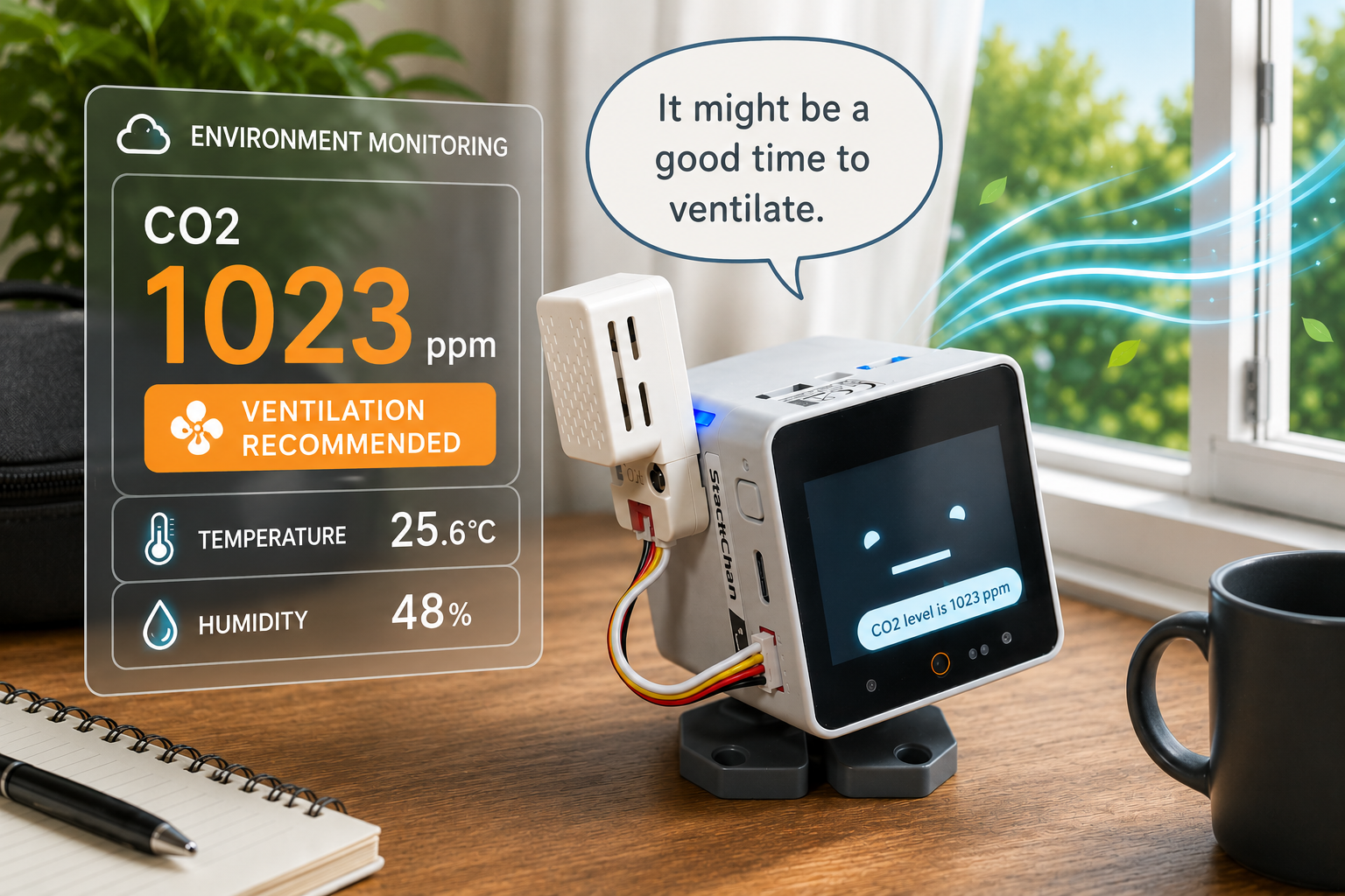 Connecting a CO2 Sensor to StackChan for Ventilation Advice