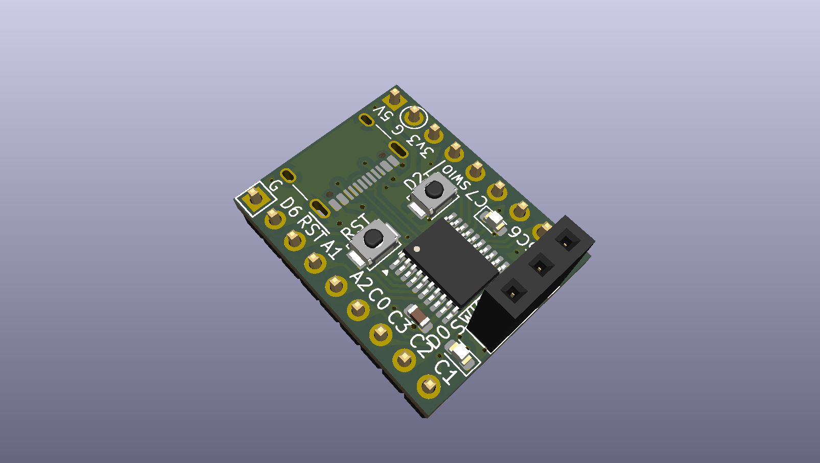 KiCadで表示した3Dモデル