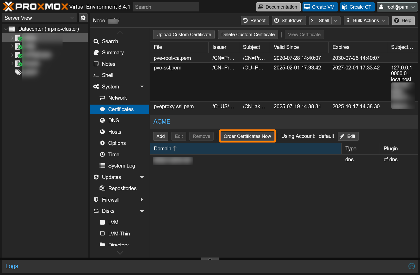 Proxmox VEのWebUIにSSL証明書を設定する - rpine lab Tech Blog