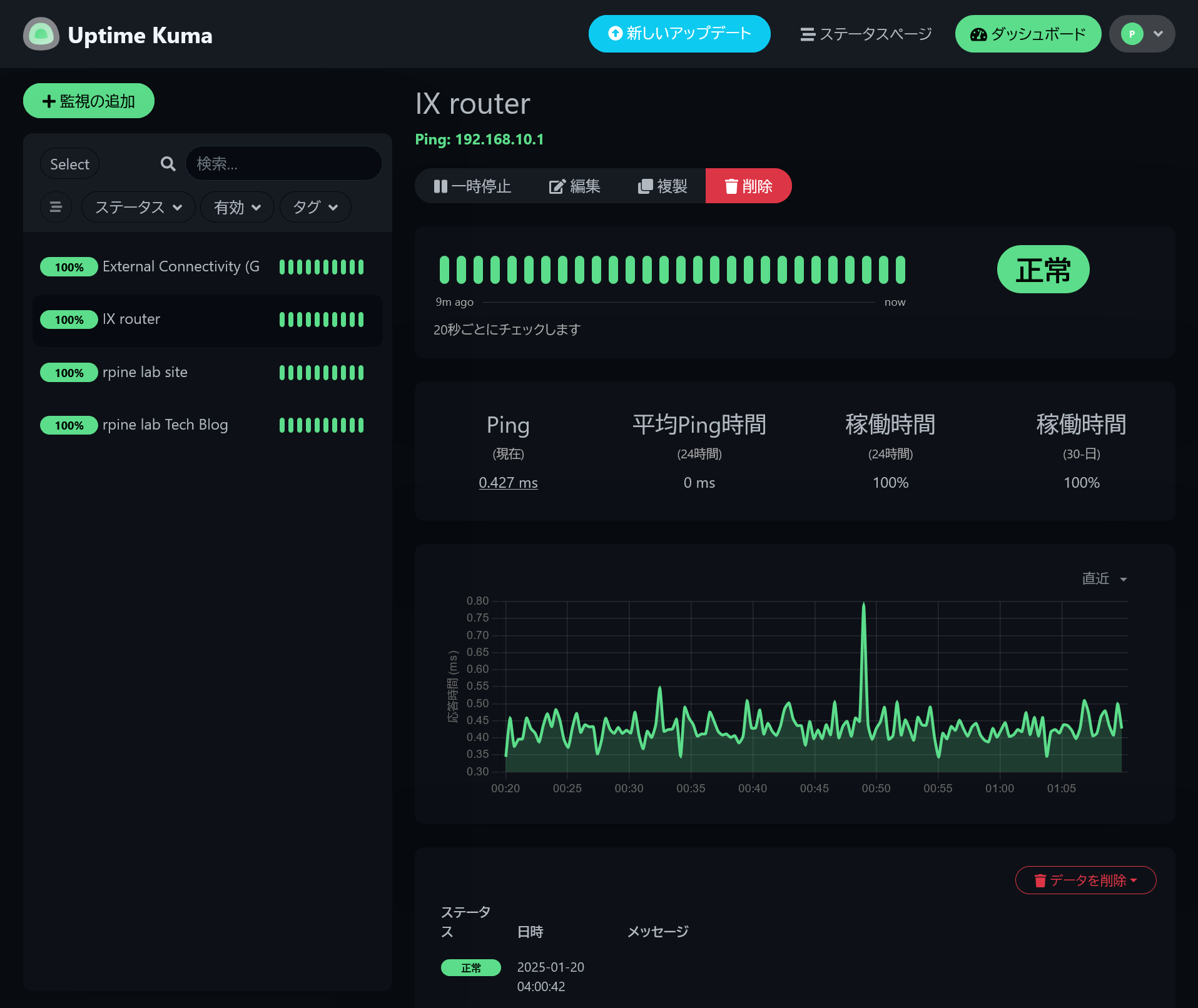 Uptime Kumaによるシンプルなネットワーク監視