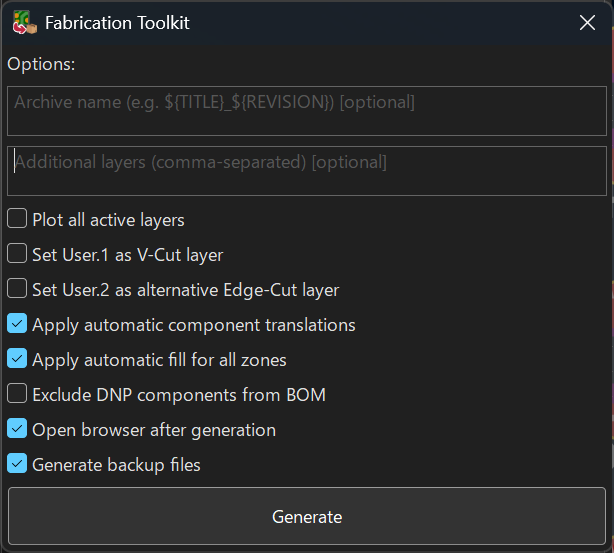 Fabrication Toolkitウィンドウ
